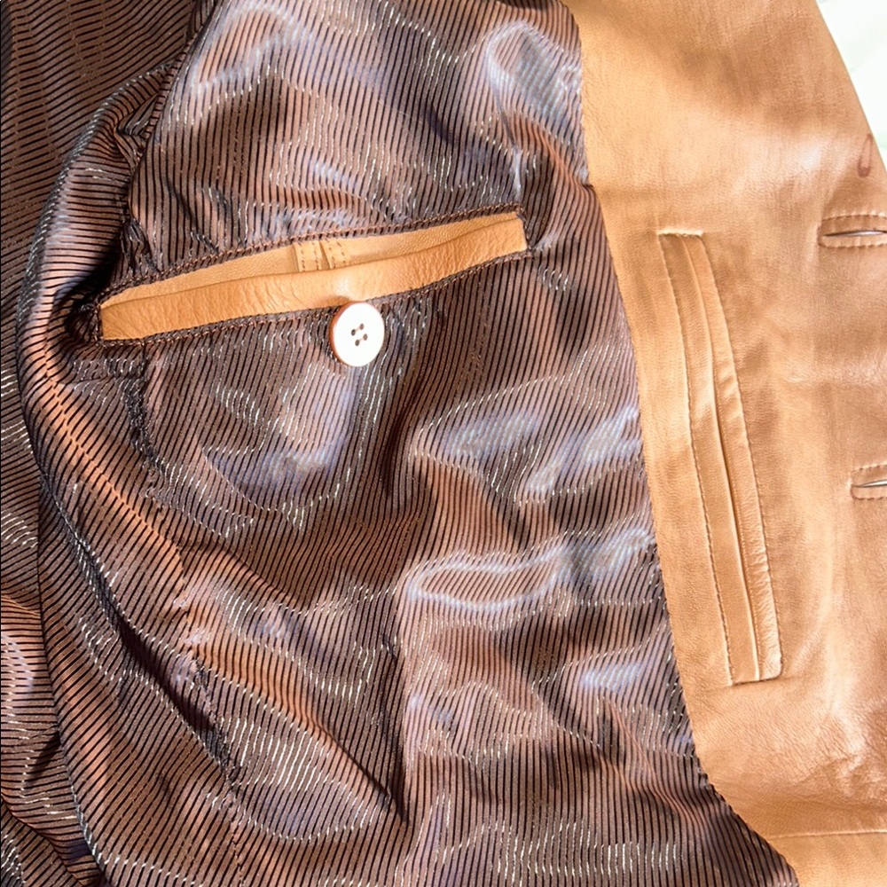 Giorgio Brutini Men's Brown Leather Blazer Jacket - Picture 11 of 16